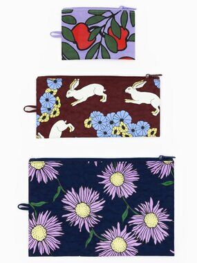 NWT Baggu Flat Pouch Set - Night Orchard